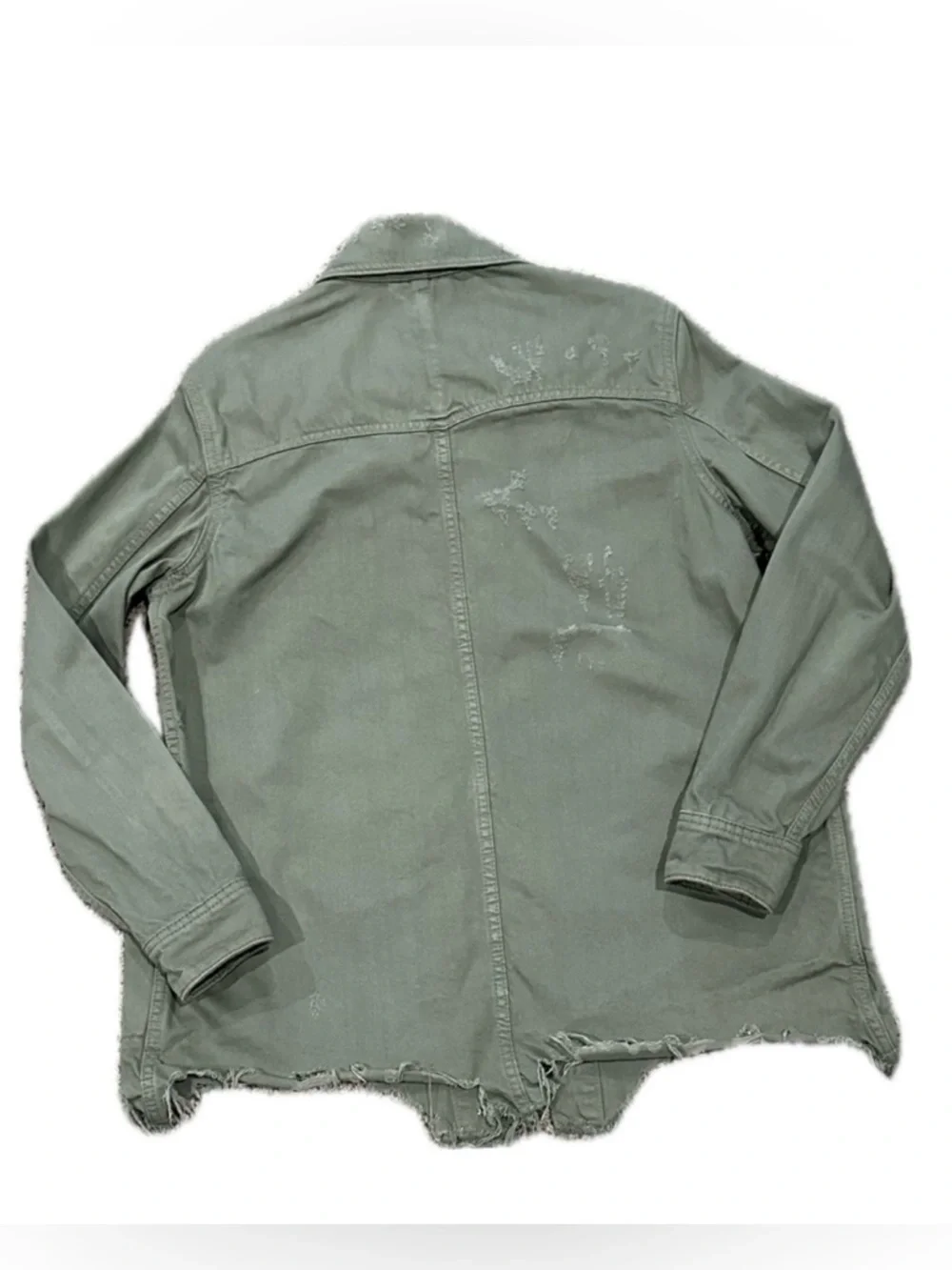 🧥🪖 FREE PEOPLE Army Green Utility Denim Jacket | XS | Relaxed Fit Layering‎ - Picture 2 of 4